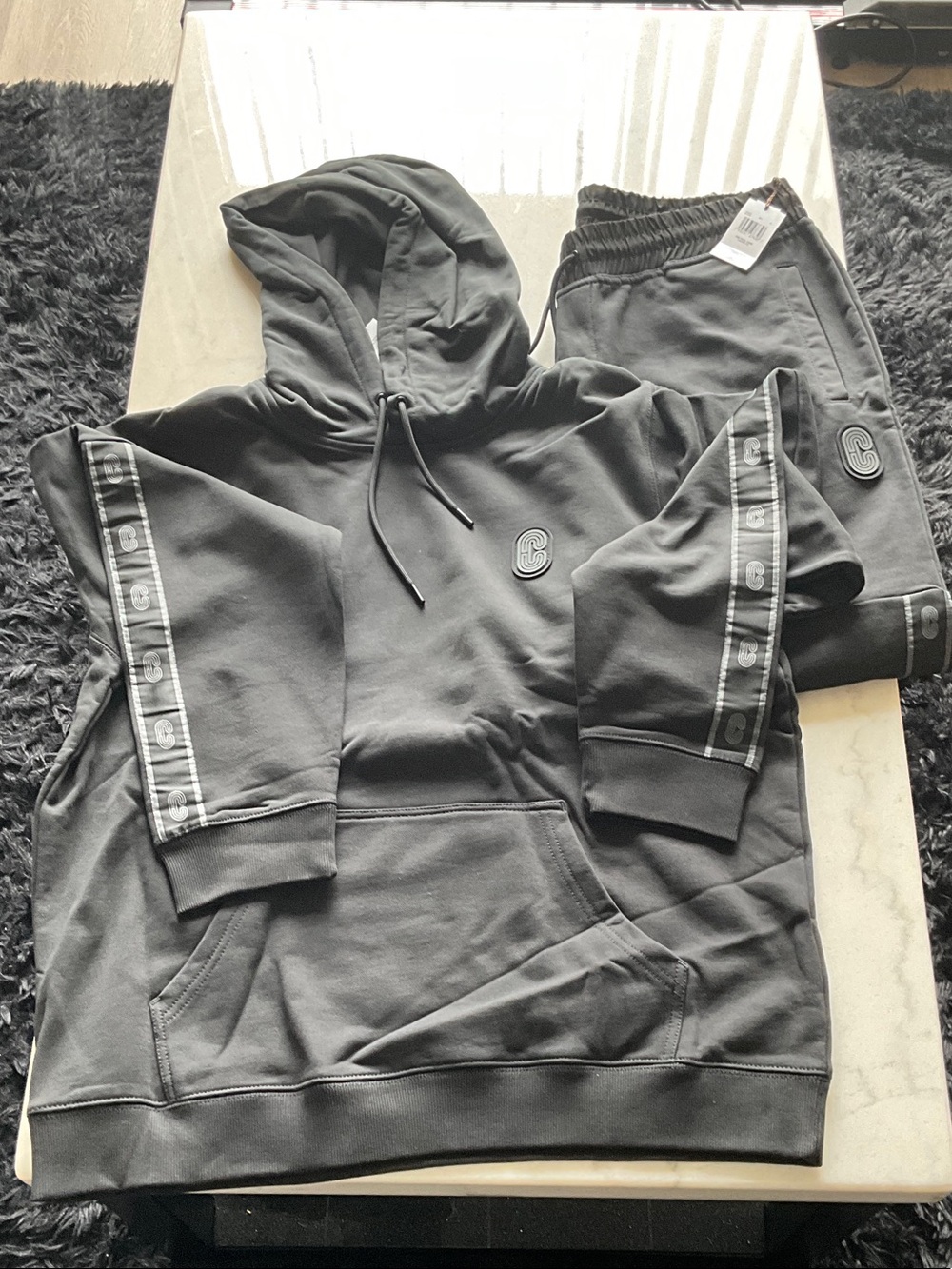 NWT Men’s XL Coach Charcoal Black Hooded Sweatshirt with joggers set